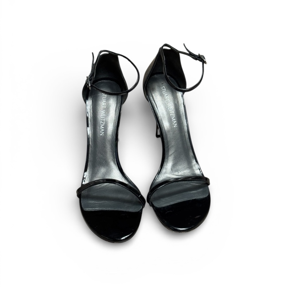 Stuart Weitzman Glossy Black Ankle Strap Heels - Picture 6 of 7